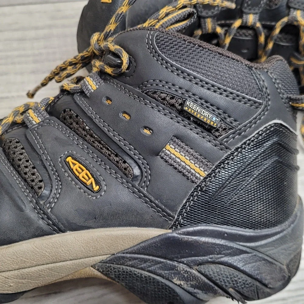 🥾Keen Work Boot Mens 9.5EE Leather Lansing Mid Waterproof Steel Toe EH Slip Res